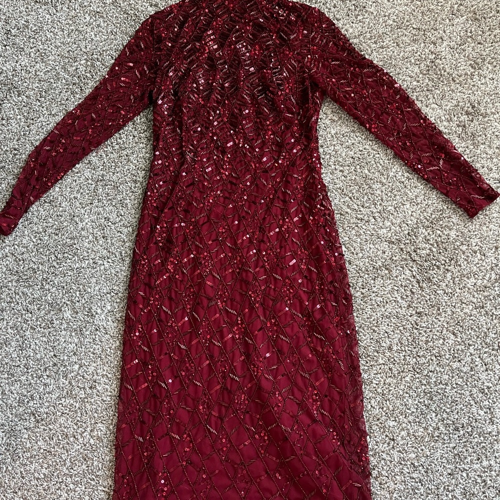 Aiden Matox Elegant Burgundy Sequin Dress
